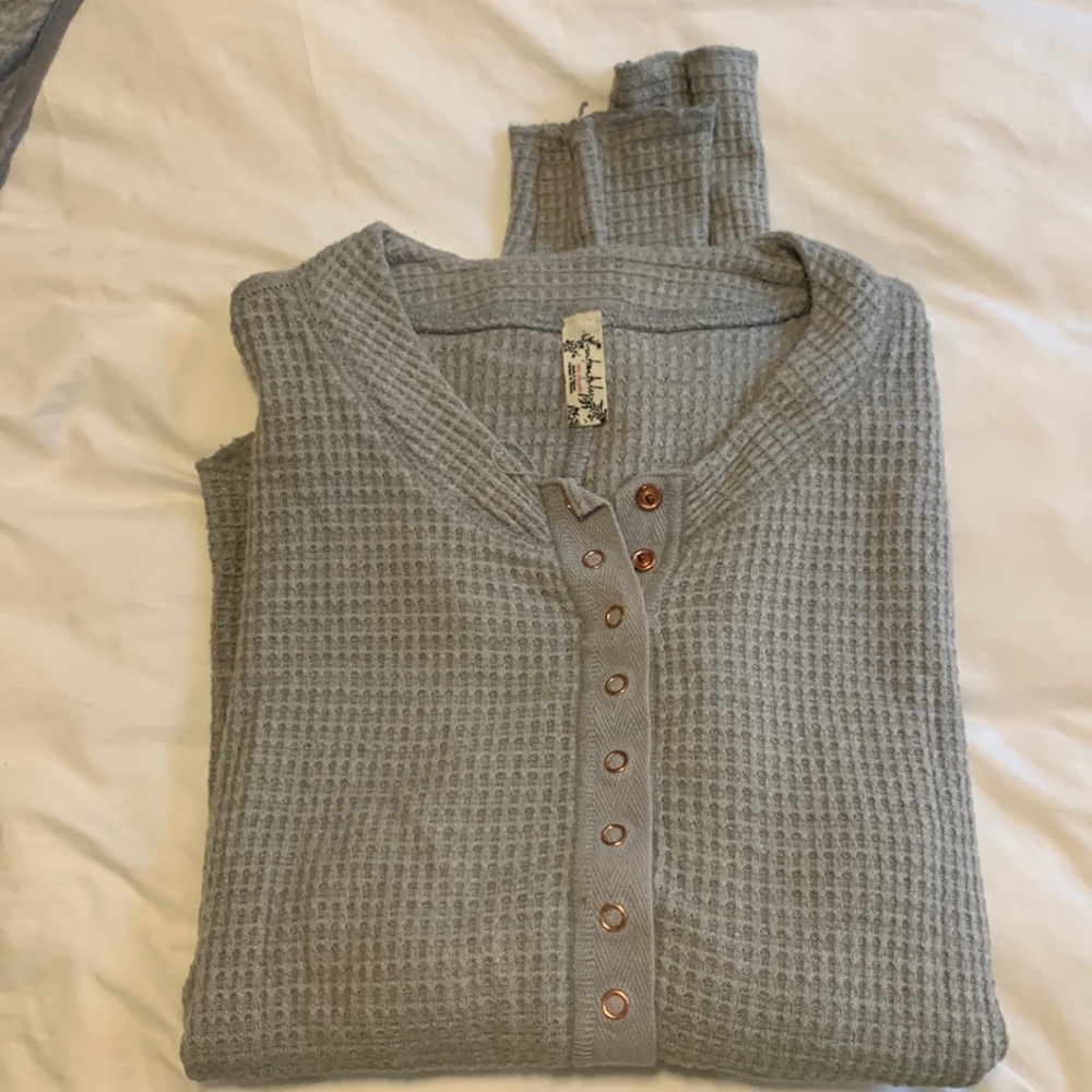 Gray waffle material free people top